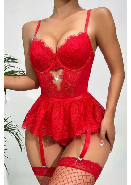 Dantel Detaylı Etekli Babydoll Takım