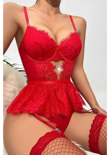 Dantel Detaylı Etekli Babydoll Takım