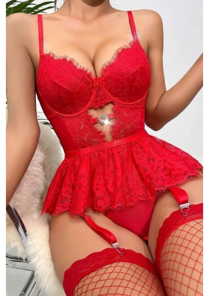 Dantel Detaylı Etekli Babydoll Takım