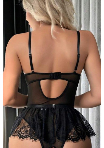 Dantel Detaylı Etekli Babydoll Takım