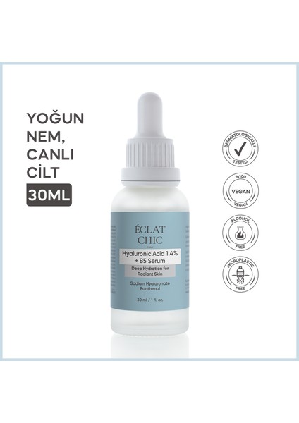 Yoğun Nemlendirme ve Dolgunlaştırıcı Etkili Yenileyici Cilt Bakım Serumu (Hyaluronic Acid %1.4 + B5)