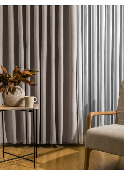 Sık Pileli Flex Keten Kumaştan Fon Perde 1x3 V43596 Tek Kanat