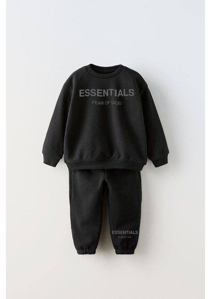 Unisex Siyah Essentials Çocuk Altüst Takım