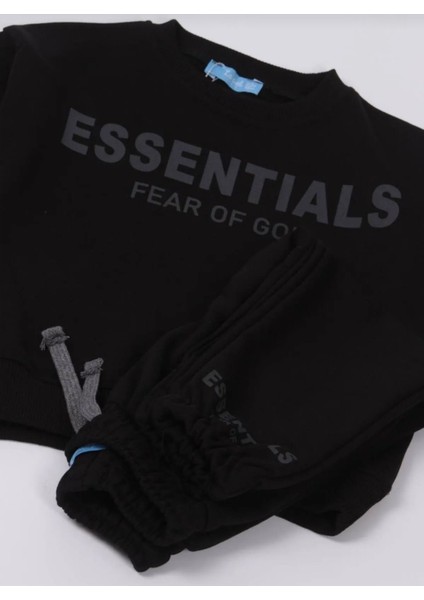 Unisex Siyah Essentials Çocuk Altüst Takım