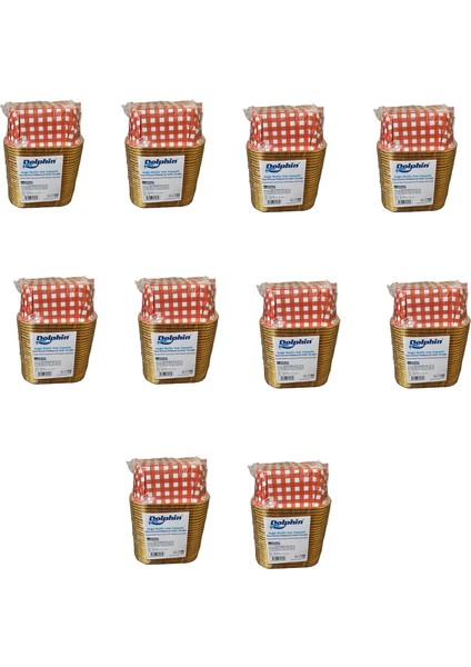 Muffin Kare Kağıt Kırmızı Puantiyeli Altın Kek Kalıbı - 25 Adetlik 10 Paket