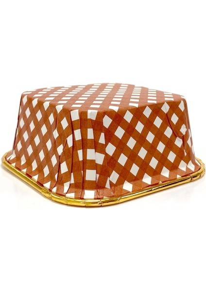 Muffin Kare Kağıt Kırmızı Puantiyeli Altın Kek Kalıbı - 25 Adetlik 10 Paket fırsatları