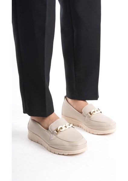 Kadın Önü Zincir Detaylı Comfort Taban Loafer Günlük Ayakkabı modelleri