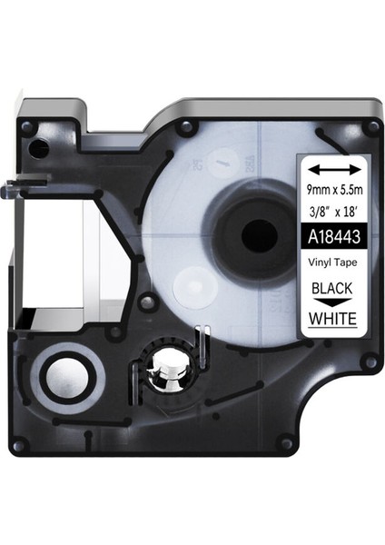 Dymo Rhino Bant Için 9mm Siyah Beyaz Vinil Etiket 1pk (Yurt Dışından)