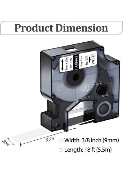 Dymo Rhino Bant Için 9mm Siyah Beyaz Vinil Etiket 1pk (Yurt Dışından) fiyatları