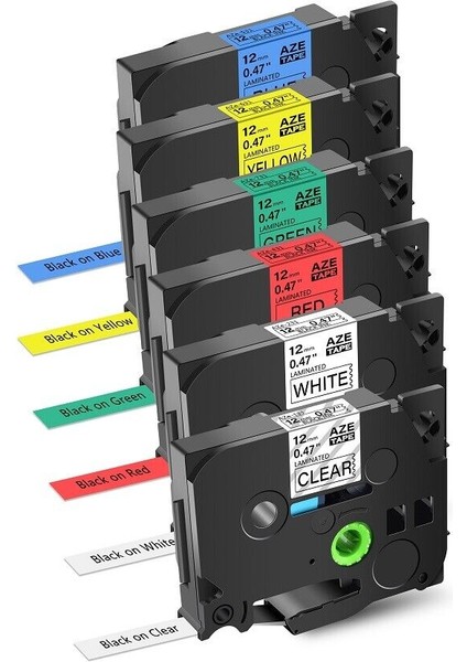 6pk Kardeş P-Touch Pt Lamine Tze Tz 231 Etiket Bandı Seti Için - (Yurt Dışından)