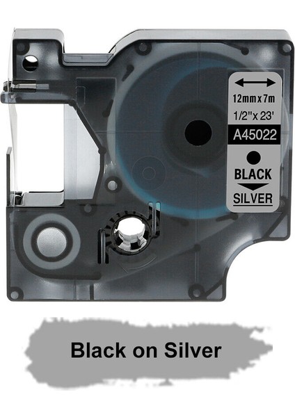45022 Gümüş Üzerine Siyah Stil 12 mm Dymo D1 Etiket Şeridi Label Manager Siyah Beyaz Uyumlu (Yurt Dışından)