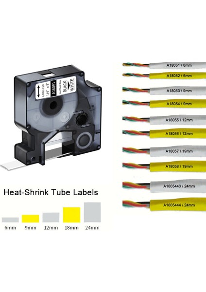 Sarı 19MM Stilinde Siyah 2pk Dymo Rhino Beyaz Sarı mm Isıyla Daralan Tüp (Yurt Dışından) modelleri