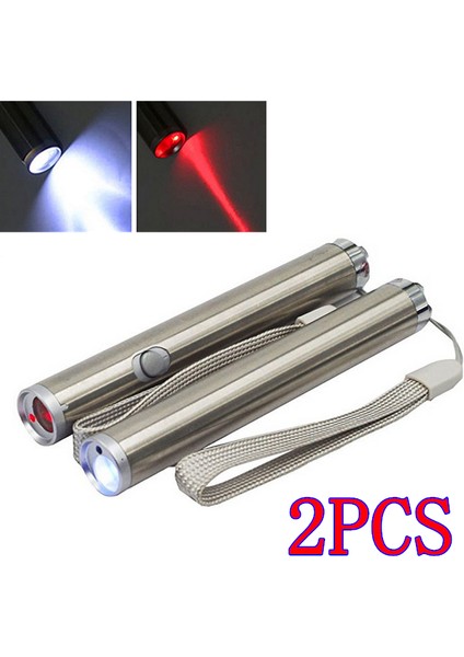 2x LED Kırmızı Lazer Işaretçi Kalem Işık 650NM Tek Işın Aa Lazer Fener Evcil Hayvan Kedisi Oyuncak (Yurt Dışından)