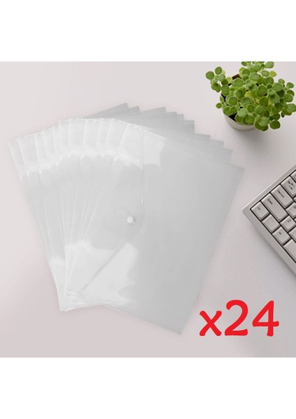 24 Adet Temizle A4 Plastik Çıtçıtlı Dosya Cüzdanları Kağıt Depolama Için Dosyalar - 4 Adet (Yurt Dışından)