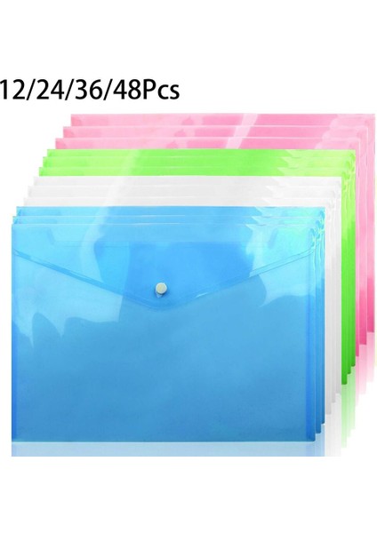 24 Adet Temizle A4 Plastik Çıtçıtlı Dosya Cüzdanları Kağıt Depolama Için Dosyalar - 4 Adet (Yurt Dışından) fiyatları