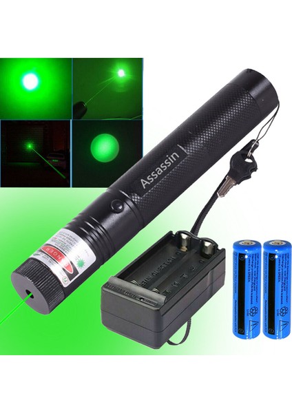 1mw Yeşil Lazer Işaretleyici Kalemi 990 Mil Görünür Işın Işığı + Şarj + BAT.532NM (Yurt Dışından)