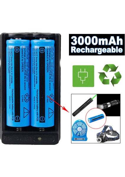 2 Adet 3.7V Şarj Edilebilir Pil ve Şarj Cihazı ile Lazer Işaretçi Kalem (Yurt Dışından) fiyatları