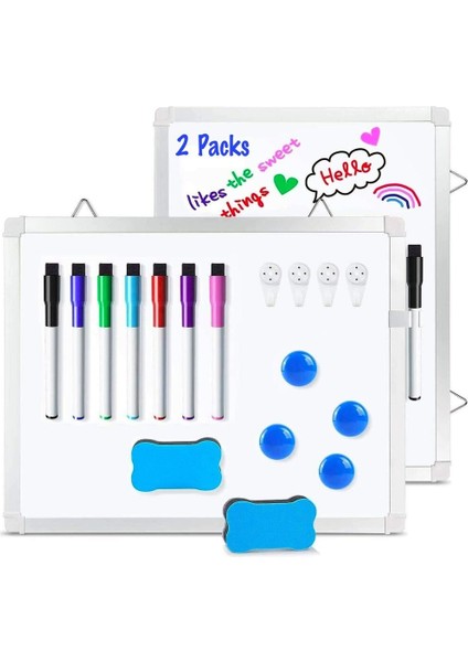 2 Paket Küçük Kuru Silinebilir Beyaz Tahta 11 x 14 Çift Taraflı Manyetik Beyaz Tahta (Yurt Dışından)