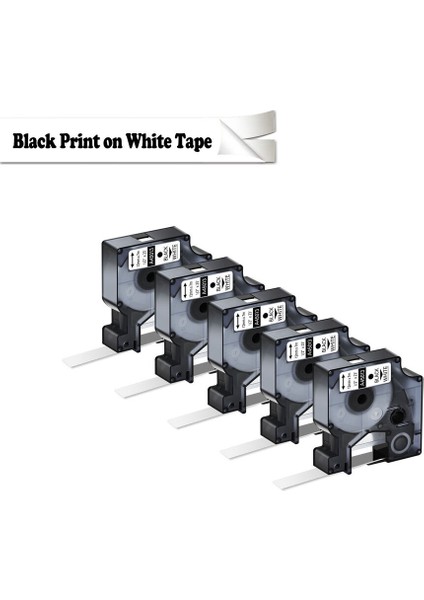 Dymo D1 Siyah Beyaz S Etiket Şerit Kaseti Için 5 Paket (Yurt Dışından)