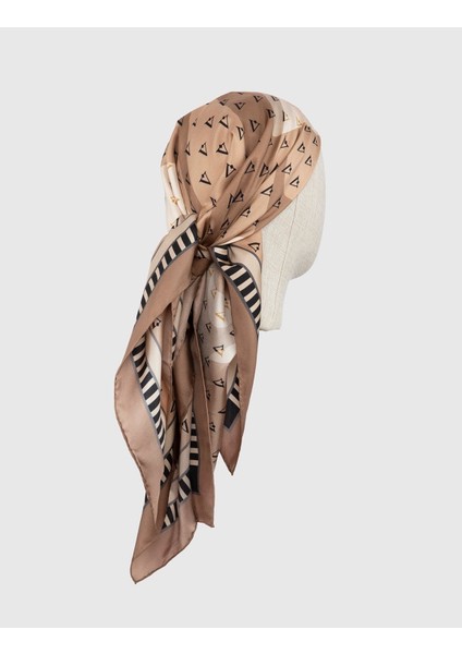 Hjo Kadın Eşarp Kahverengi Bej Krem İpek Twill modelleri