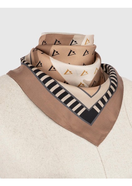 Hjo Kadın Eşarp Kahverengi Bej Krem İpek Twill indirimleri