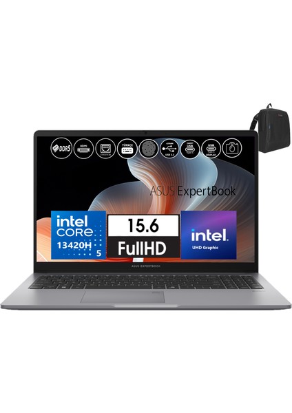 Expertbook P1 P1503CVA Intel Core I5-13420H 48GB Ddr5 4tb SSD Freedos 15.6 Fhd Intel UHD Taşınabilir Bilgisayar EXI58512G0D30+ZETTAÇANTA