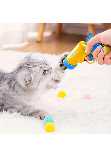 Peluş Top Fırtalan Kedi Köpek Eğlence Tabancası (+20 Adet Top)