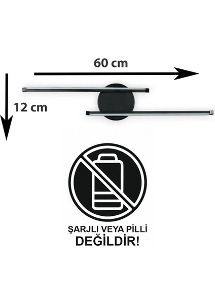 Sare Aplik Modern Tasarım Siyah Renk Gün Işığı Ledli Banyo - Mutfak - Salon LED Duvar Aplik