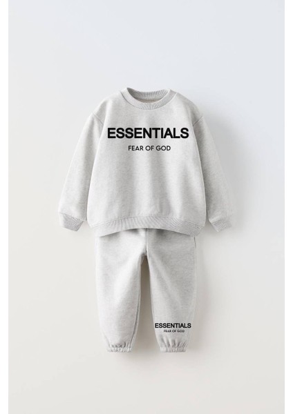Unisex Gri Essentials Çocuk Altüst Takım
