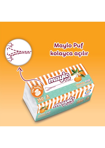 Mandalina Kokulu Çek Kullan Puf Mendil 150 Yaprak