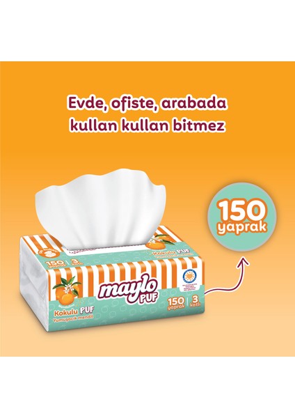 Mandalina Kokulu Çek Kullan Puf Mendil 150 Yaprak