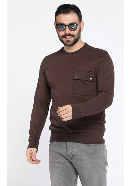 Bisiklet Yaka Cepli Erkek Sweatshirt