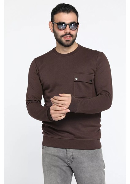 Bisiklet Yaka Cepli Erkek Sweatshirt