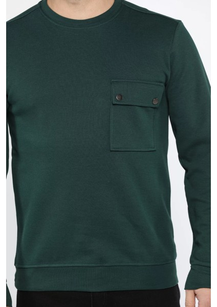 Bisiklet Yaka Cepli Erkek Sweatshirt