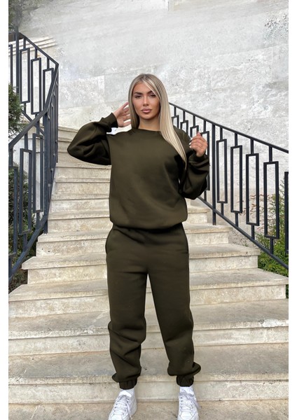 Kadın Trend Model Jogger Paçası Lastikli Bisiklet Yaka Hoodie Eşofman Takımı fiyatları