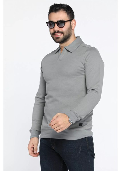 Polo Yaka Erkek Sweatshirt