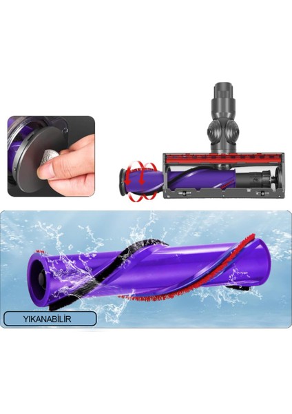 Dyson V7 V8 V10 V11 V15 ile Uyumlu Zemin Fırça Başlığı