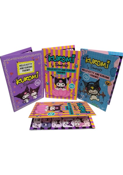 Kuromi ve Hello Kitty Sticker Albüm 1 Adet Büyük Albüm 16 Sayfa Dev Sticker Etiketleri Okul Etiketleri