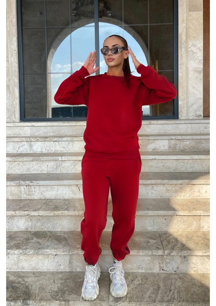 Kadın Trend Model Jogger Paçası Lastikli Bisiklet Yaka Hoodie Eşofman Takımı fiyatları