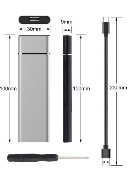 M.2 Ngff'den Type-C USB 3.1 Alüminyum Alaşımlı SSD Muhafazasına (Yurt Dışından)