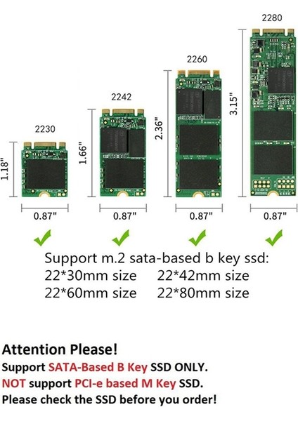 M.2 Ngff'den Type-C USB 3.1 Alüminyum Alaşımlı SSD Muhafazasına (Yurt Dışından)