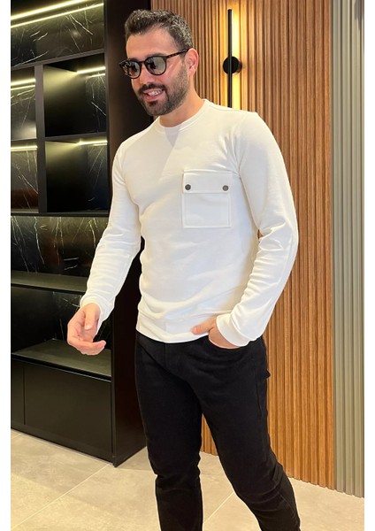 Bisiklet Yaka Cepli Erkek Sweatshirt fırsatları