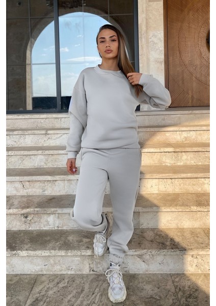 Kadın Trend Model Jogger Paçası Lastikli Bisiklet Yaka Hoodie Eşofman Takımı fiyatları