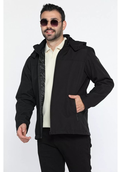 Erkek Kapüşonlu Softshell Mont