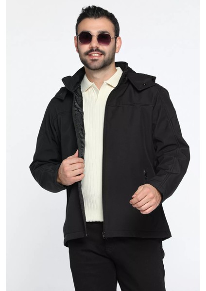 Erkek Kapüşonlu Softshell Mont