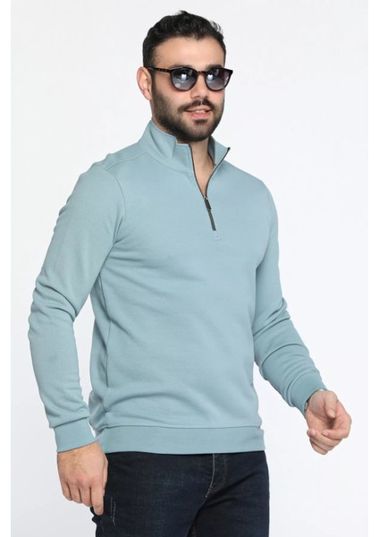 Yarım Fermuarlı Erkek Sweatshirt