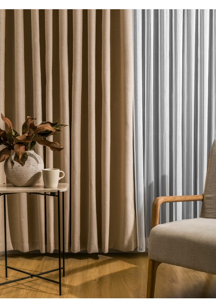 Sık Pileli A.yeşil Rengi Flex Keten Kumaştan Fon Perde 1x3 V18475 Tek Kanat