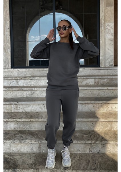 Kadın Trend Model Jogger Paçası Lastikli Bisiklet Yaka Hoodie Eşofman Takımı fiyatları