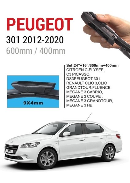 Peugeot 301 Ön Cam Muz Silecek Takımı (2012-2020)
