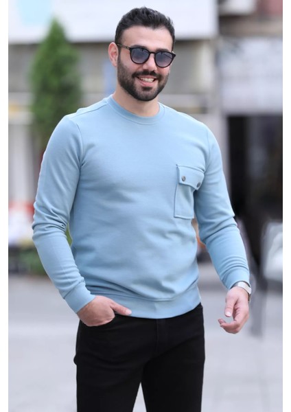 Bisiklet Yaka Cepli Erkek Sweatshirt fiyatları